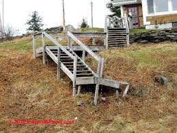 Commercial deck guardrails, such as those found at restaurants, bars, and at multifamily homes such as apartments or condos, are required to be 42 inches high, minimum. Exterior Stairways Guide To Outdoor Stair Railing Landing Construction Inspection Safety Defects