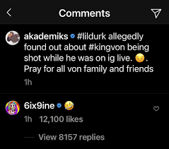 Comment must not exceed 1000 characters. 6ix9ine Laughs At Video Of Lil Durk Finding Out King Von Got Shot Xxl