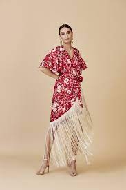 Find every coosy item all in one place. Vestido Con Falda De Flecos Vestido Ondina Rojo Coosy