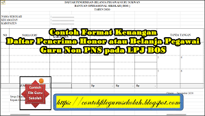 Kode rekening bos 2021 excel. Contoh Format Keuangan Daftar Penerima Honor Atau Belanja Pegawai Guru Non Pns Pada Lpj Bos Bansos Tunai