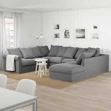 Gronlid أريكة على شكل U عدد 6 مقاعد مع طرف مفتوح Ljungen رمادي معتدل Ikea