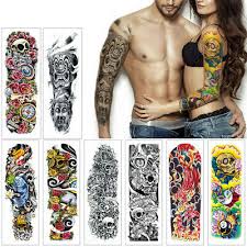 A sleeve tattoo or tattoo sleeve is a large tattoo or collection of smaller tattoos that covers most or all of a person's arm. Cool Full Arm Temporary Tattoo Sticker Waterproof Fake Sleeve Tattoo Men Woman Ebay
