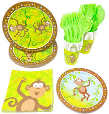 Buy Blue Orchards Monkey Party Supplies Packs 113 Pieces For 16 Guests Jungle Party Tableware 1st Birthday Supplies Monkey Baby Shower Decorations Online In Turkey B078wgzfbl