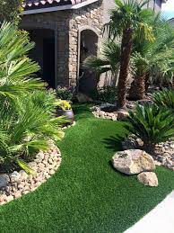Las Vegas Fights The Drought With Synlawn Artificial Grass And Xeriscape Front Yard Landscaping Design Courtyard Landscaping Modern Landscaping
