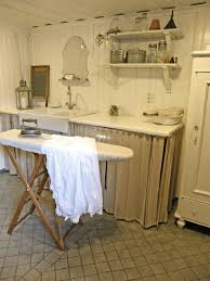 Laundry Room Whitewashed Cottage Chippy Shabby Chic French Country Rustic Swedish Decor Idea Sh Country Laundry Rooms Laundry Room Curtains Laundry Room Decor