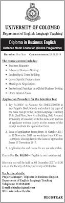 Diploma In Business English Department Of English Language Teaching University Of Colombo Language Teaching English Language Teaching Business Writing