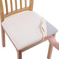 Spandex dining room chair covers slip seat cover stretch removable wedding white. Buy Smiry Seat Covers For Dining Room Chairs Stretch Jacquard Dining Chair Seat Covers With Buckle Set Of 2 Beige Online In Indonesia B08pvbys77