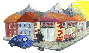 Le cambriolage de la banque. Vorlesegeschichte Der Bankuberfall