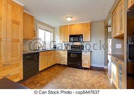 maple cabinets in modern kitchen with