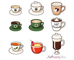 Hot Drinks Clipart Cups Clipart Espresso American Coffee Etsy Desenho De Cafe Logotipo De Cafe Desenho De Chocolate