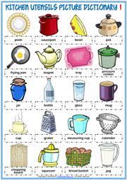 A kitchen has many kitchen utensils that is used for preparing and serving food such as. Kitchen Utensils Esl Vocabulary Worksheets