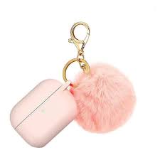 Pink Fur Ball Plush Keychain Apple Airpods Case Airpods Pro In 2020 Airpods Pro Pink Fur Apple Iphone Accessories
