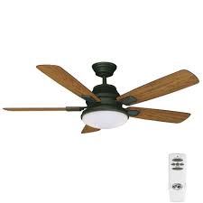 Hampton Bay Latham 52 In Indoor Brushed Nickel Ceiling Fan With Light Kit And Remote Control 51315 The Home Depot Ceiling Fan With Light Ceiling Fan Bronze Ceiling Fan