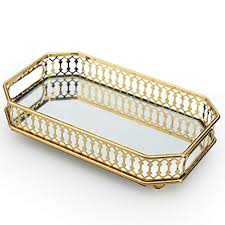 Barnyard designs decorative farmhouse rectangular metal trays, serving trays for coffee table, rustic ottoman decor, set of 2, silver, (small: Perfume Tray Gold Mirror Tray Vanity Tray Glass Tray Rectangle Metal Decorative Dresser Tray Large Size 13 8 X 9 6 X2 2 Buy Online In Antigua And Barbuda At Antigua Desertcart Com Productid 167221675