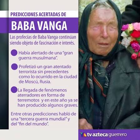 Baba Vanga, la vidente que asegura que el “Fin de los Tiempos” iniciará en  2025. 😰 ¿Qué predicciones de Baba Vanga han sido acertadas? ⬇️  https://www.aztecaguerrero.com/viral/quien-es-baba-vanga-y-que -dice-su-prediccion-del-fin-del-mundo-en-2025