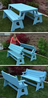 Diy Foldable Picnic Table That Turns Into Benches And 13 Other Simple Diy Outdoor Weekend Projects Diy Picnic Table Picnic Table Bench Foldable Picnic Table