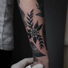 Black And Grey Sleeve Filler Little Drawn On Flower Filler From Last Week Just A Reminder That Bluearmstattoo Is Closed This Month For Re Traditional Tattoo Flowers Tattoos Tattoo Filler