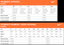 Nike Women S Clothing Size Chart Best Picture Of Chart