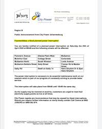 Hairdressers from uk and ireland sign up to initiative to protect environment and power national grid. Citypowerjhb On Twitter Plannedoutage Fountainbleau You Are Notified Of An Emergency Planned Maintenance To Happen From 24th 25 26 27 28 See Attached For Areas Affected And Time Frame Nn Https T Co X335u8ozda