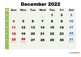 Free Printable December 2022 Calendar With Holidays Free Printable 2021 Monthly Calendar With Holidays