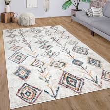 Ab 199,95 € 120,95 €. Teppich Wohnzimmer Kurzflor Modernes Ethno Boho 3d Muster Rauten In Creme Bunt Kaufen Bei Diva Teppich Center