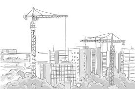 Building Construction Tower Crane Draw Graphic Design Vector Illustration Crane Drawing Crane Design Building Construction
