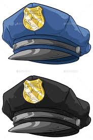 Cartoon Police Hat With Golden Badge Set Police Hat Cartoon Vector Illustration