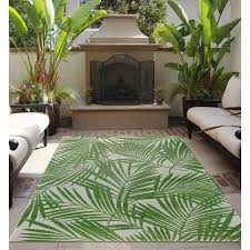 Nourison aloha 8 x 10 green indoor or outdoor abstract coastal area rug. 8 Ft X 10 Ft Bright Palm Woven Outdoor Area Rug Lowe S Canada