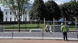 Find images of barrier wall. Construction Fences Going Up Around White House For A Long Planned Renovation Project Abc News