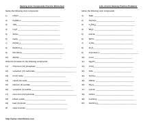 Some of the worksheets for this concept are naming ionic compounds practice work, naming ionic compounds work i, csus chemistry 1ae nomenclature work with more related things such organic compounds worksheet naming ionic compounds worksheet answer key and naming organic. Naming Compounds Worksheet Lots Of Ionic Naming Practice Problems Naming Ionic Compounds Practice Worksheet Name The Following Ionic Compounds Name Course Hero
