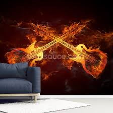 Astronaut wallpaper, digital art, spacesuit, helmet, universe. Guitars On Fire Wallpaper Wallsauce Uk