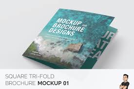 Square Trifold Brochure Mockup 01 In Stationery Mockups On Yellow Images Creative Store
