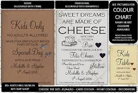 Kids Table Cheese Board Song Personalised Wedding Signs