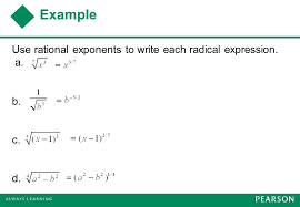 A radical function contains a radical expression with the independent variable (usually x) in the radicand. Section 10 1 Radical Expressions And Functions Copyright C 2013 2009 And 2005 Pearson Education Inc Ppt Download