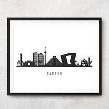 Black And White Skyline Images Cancun Skyline Printable Cancun Mexico Black White Wall Art Etsy Black And White Wall Art White Wall Art Wall Art
