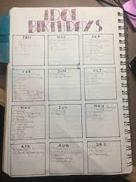 Bullet Journal Kpop Idol Birthday Calendar