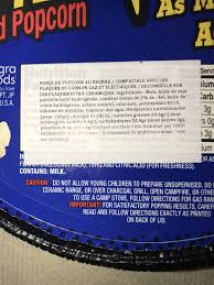 Popping corn, palm oil, less than 2% of: Jiffy Pop Butter Flavored Popcorn 4 5 Oz 4 5 Oz 4 5 Oz Ean 0064144150502 Popcorn