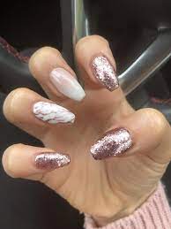 These Are My Own Rose Gold Marble Ombre Coffin Acrylics Nails Beautifulacrylicnails Gelnail Rose Gold Nails Rose Gold Nails Design Marble Acrylic Nails