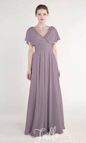 Mauve Elegant Chiffon Long V Neck Bridesmaid Dress With Cap Sleeves Tbqp441 Bridesmaid Dresses With Sleeves Bridesmaids Gowns With Sleeves Tulle Long Skirt