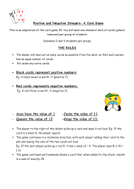 Combinations can have more than three cards but a card is only valid in a single combination. Positive And Negative Integers A Card Game The Rules Black