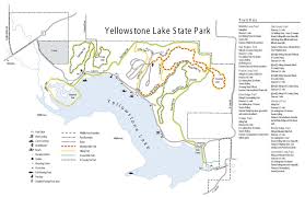 There are multiple hiking trails one of which passes by a cool abandoned looking old playground, horse and snowmobile trails. Yellowstone Lake State Park Maplets