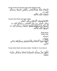 Khutbah diawali dengan hamdallah, salawat, wasiat taqwa, dan doa. Bacaan Bilal Doa Antara Dua Khutbah Malaylolo