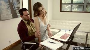 Teen stepdaughter has crush on her stepdad and finally decides to let him  know.She sits on his lap and tells him.Hes reluctant but cant resist.They  kiss and she deepthroats his cock before