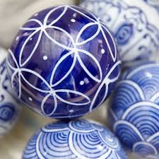 Blue White Porcelain Decorative Sphere Set Of 6 Decorative Spheres Painted Christmas Ornaments White Porcelain