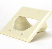 2-Gang Recessed Low Voltage Cable Plate - Lite Almond