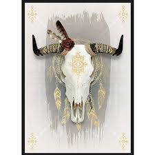 Toile Encadree Crane De Buffle Or Et Gris 71 X 98 Cm Castorama Encadrer Une Toile Illustration Conceptuelle Dessin Graffiti