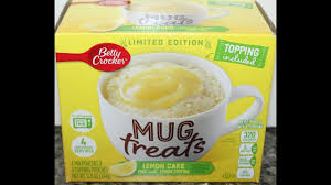 1 box betty crocker® supermoist® yellow or lemon cake mix water, vegetable oil and eggs called for on cake mix box make and bake cake mix as directed on box for 24 cupcakes, using water, oil and eggs. Betty Crocker Mug Treats Lemon Cake Mix With Lemon Topping Review Youtube