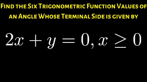 Personalized tutoring in over 80 subjects. Find The Six Trig Function Values Of Theta If The Equation For The Termi Math Videos Trigonometric Functions Theta