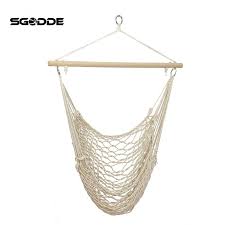 Sgodde Outdoor Hammock Chair Hanging Chairs Swing Cotton Rope Net Swing Cradles Kids Adults Outdoor Indoor Hammock Chair Indoor Swing Chair Hammock Swing Chair