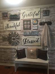 To enhance the rustic look, leave the wood weathered or give it some distressing on random areas. My Foyer Farmhouse Wall Decor Wall Decor Design Farm House Living Room